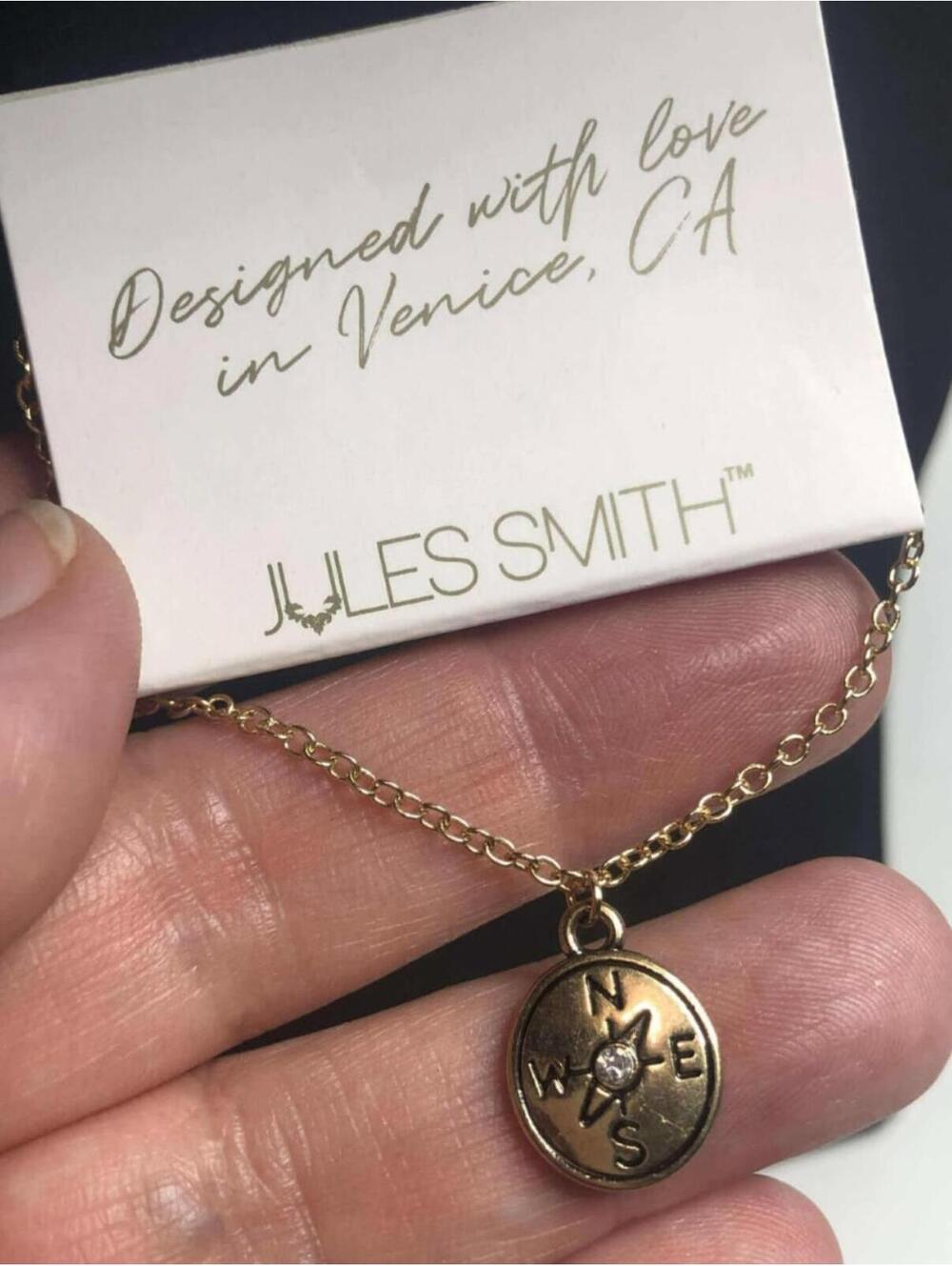 2128 Jules Smith Gold tone Wanderlust CZ Compass charm Bracelet
